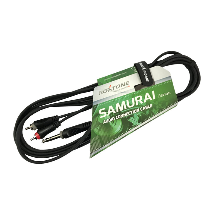 Cable Plug Stereo 6.3 a 2 RCA Plug 3 Mts Samurai RAYC-110L3
