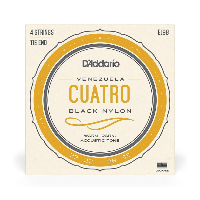 Cuerdas Cuatro Venezolano Daddario EJ98 Nylon Negras