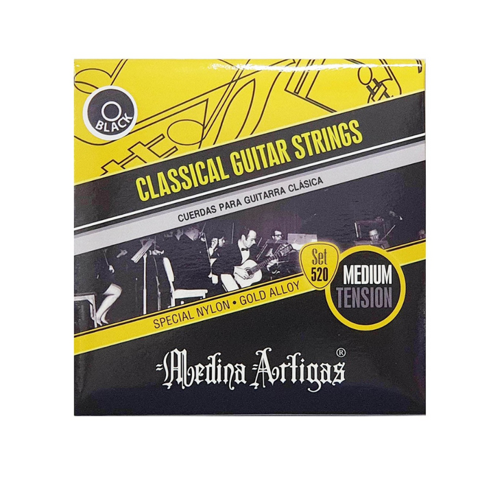 Cuerdas Guitarra Clásica Medina Artigas 520 Nylon Medium Tension Negras Queen
