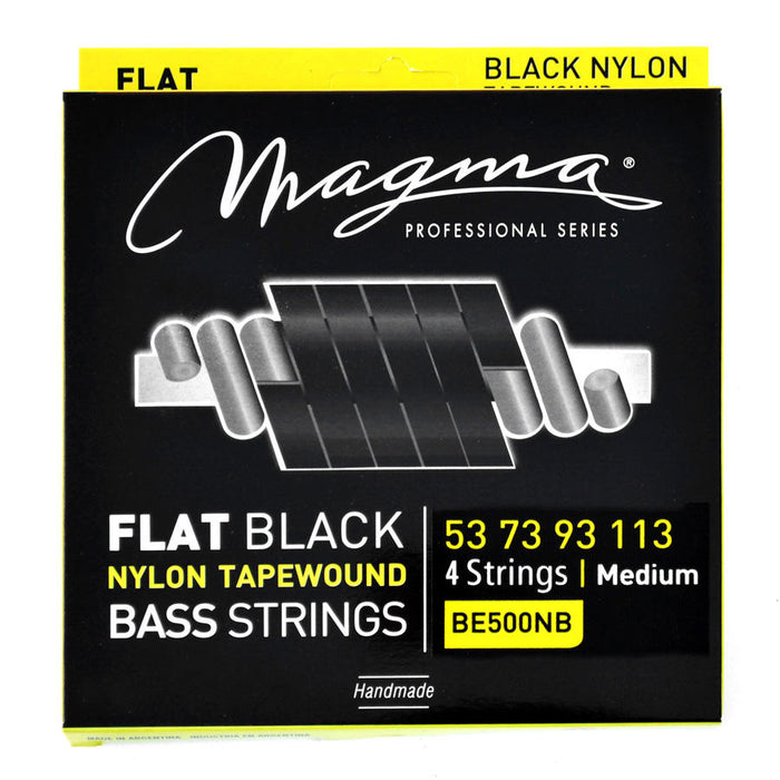 Cuerdas Bajo 4 Flats 53-113 Magma BE500NB Negro Acero-Nailon