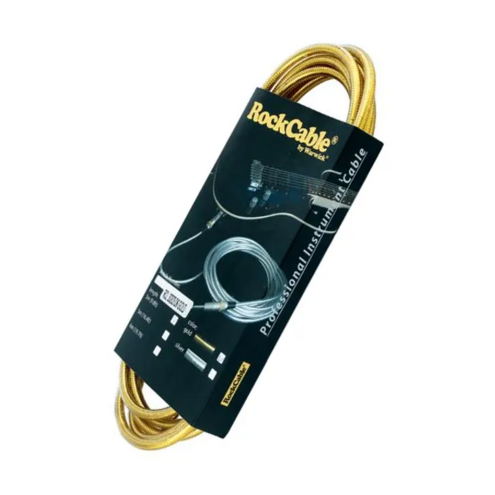 Cable Instrumento 6 mts Plug Plug L Rockcable RCL 30256 Gold Tela