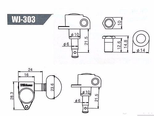 Clavijeros Guitarra Eléctrica Wilkinson 3+3 WJ-303 GD