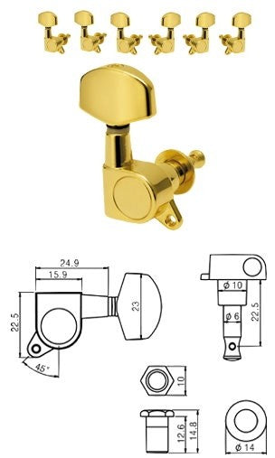 Clavijero Guitarra Wilkinson Repuesto Dorado (Izquierdo) WJ01GD