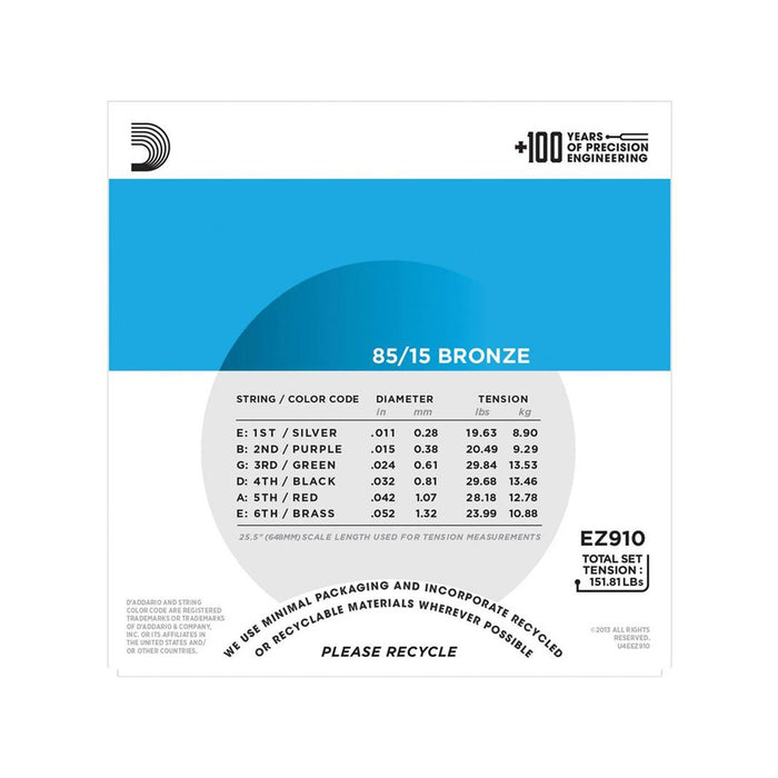 Cuerdas Bronce D´addario EZ910