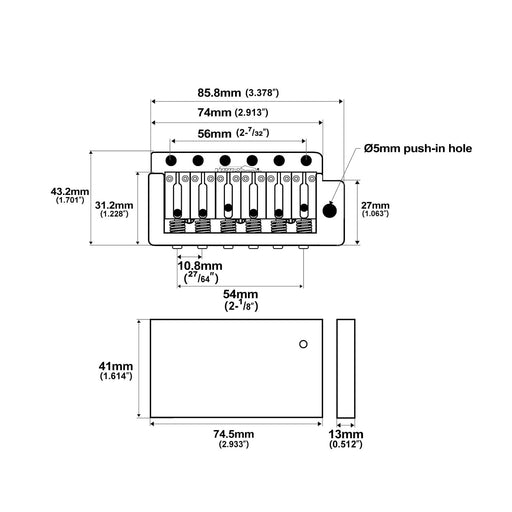 Puente Guitarra Eléctrica Wilkinson Wvpc Cr 6 Tornillos