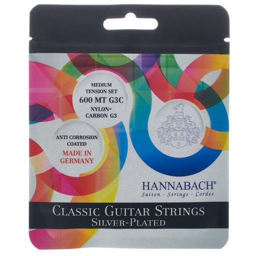 Cuerdas Guitarra Clasica Media Tensión Hannabach 600 MT G3C Transparente Nailon-Carbón