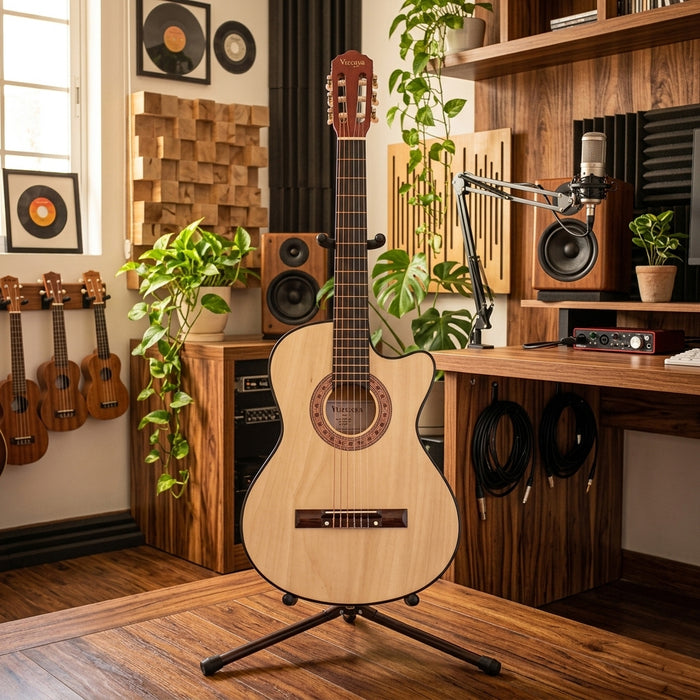Pack Guitarra Clásica 4/4 Vizcaya CGP-WN con Funda, Afinador y Accesorios