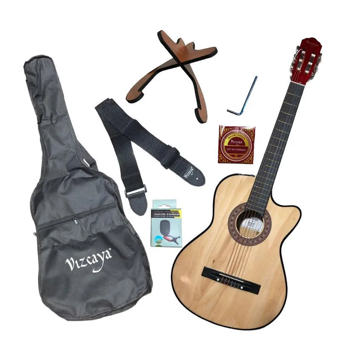 Pack Guitarra Clásica 4/4 Vizcaya CGP-WN con Funda, Afinador y Accesorios