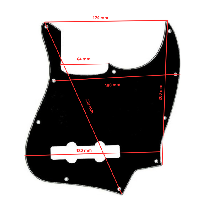 Pickguard - Placa tipo Jazz Bass Negro