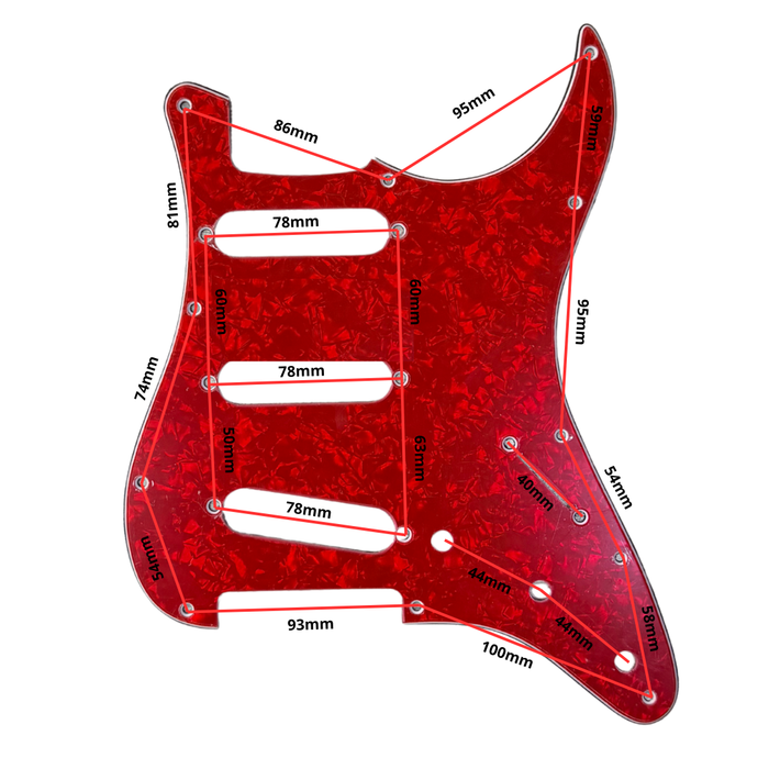 Pickguard - Placa Stratocaster SSS Rojo Perlado