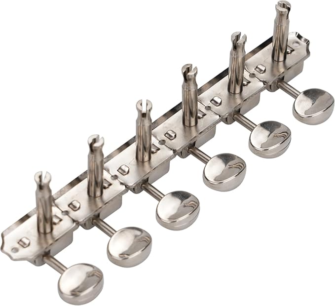 Clavijeros Guitarra Eléctrica / Acústica Metálica Vintage Jin Jo 6 En Línea Cromado J-55