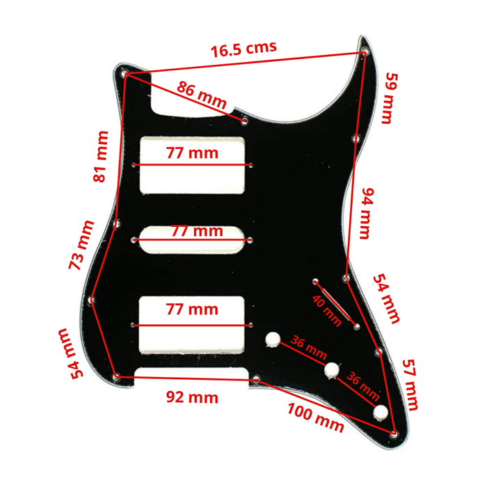 Pickguard - Placa Stratocaster HSH Negro