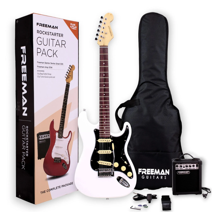 Pack Guitarra Eléctrica Freeman Rockstarter Blanco