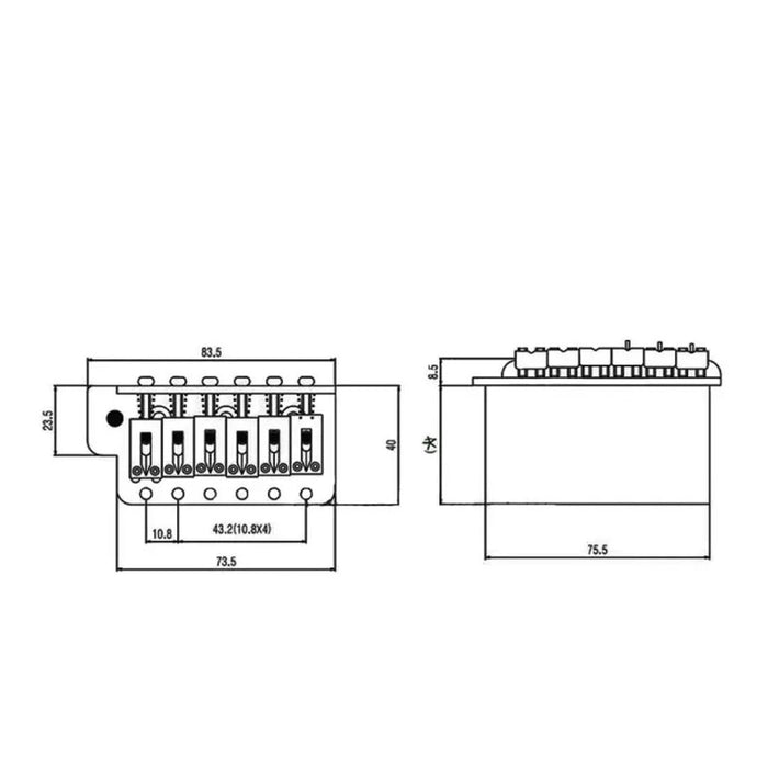 Puente Guitarra Eléctrica Con Trémolo 6T BS106 BK - vista 3
